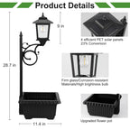 2 in 1 Solar Planter Lamp Post Waterproof Garden Patio Light