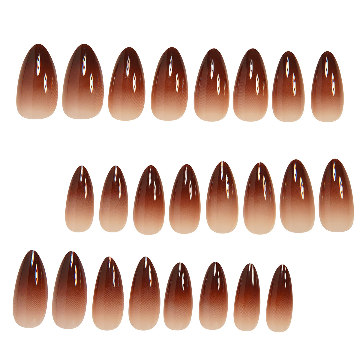 Chocolate Brown Ombre French Short Almond Press On Nails | 24 Count