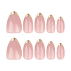 24-Piece Gold French Tip Short Almond Press-On Nails with Glue