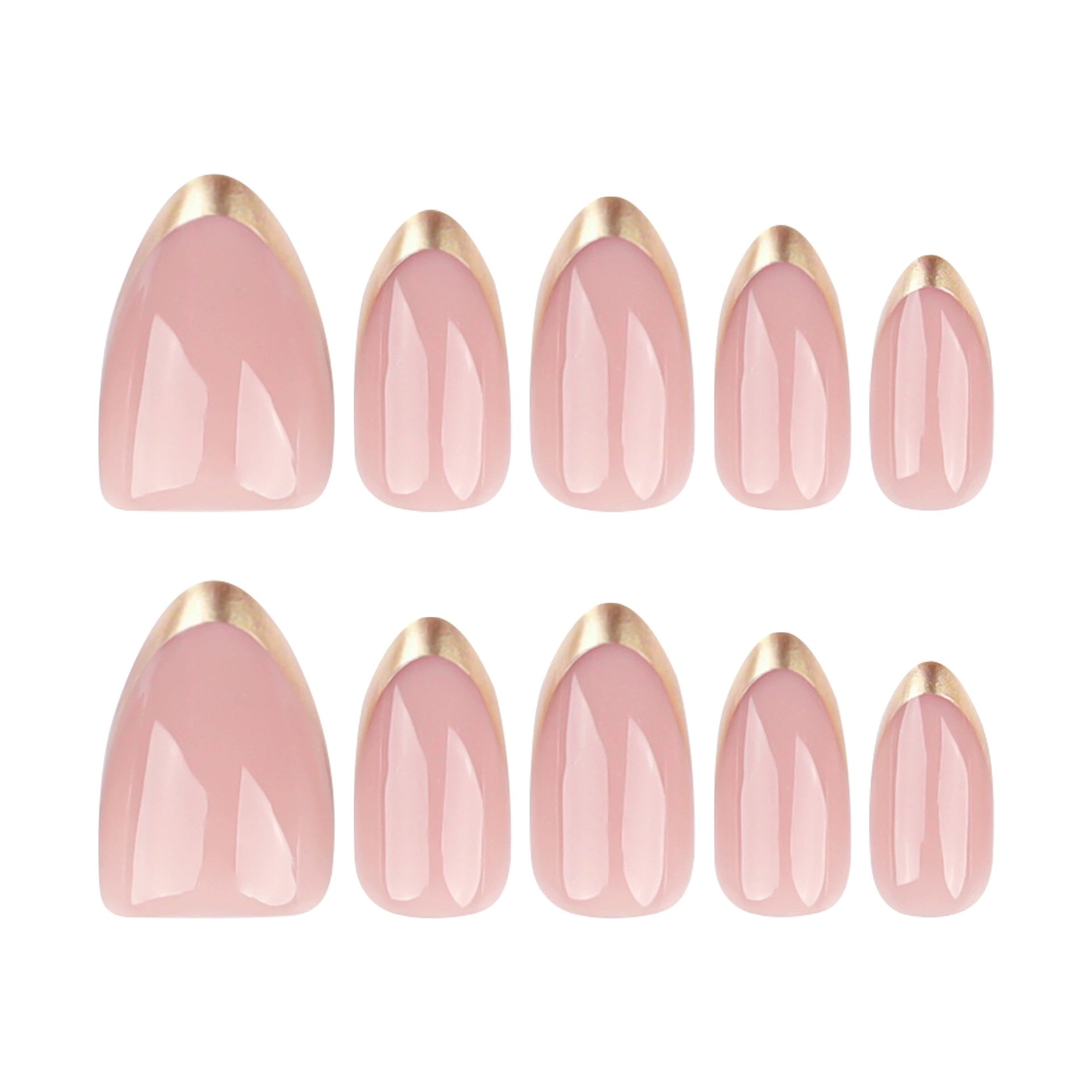 24-Piece Gold French Tip Short Almond Press-On Nails with Glue