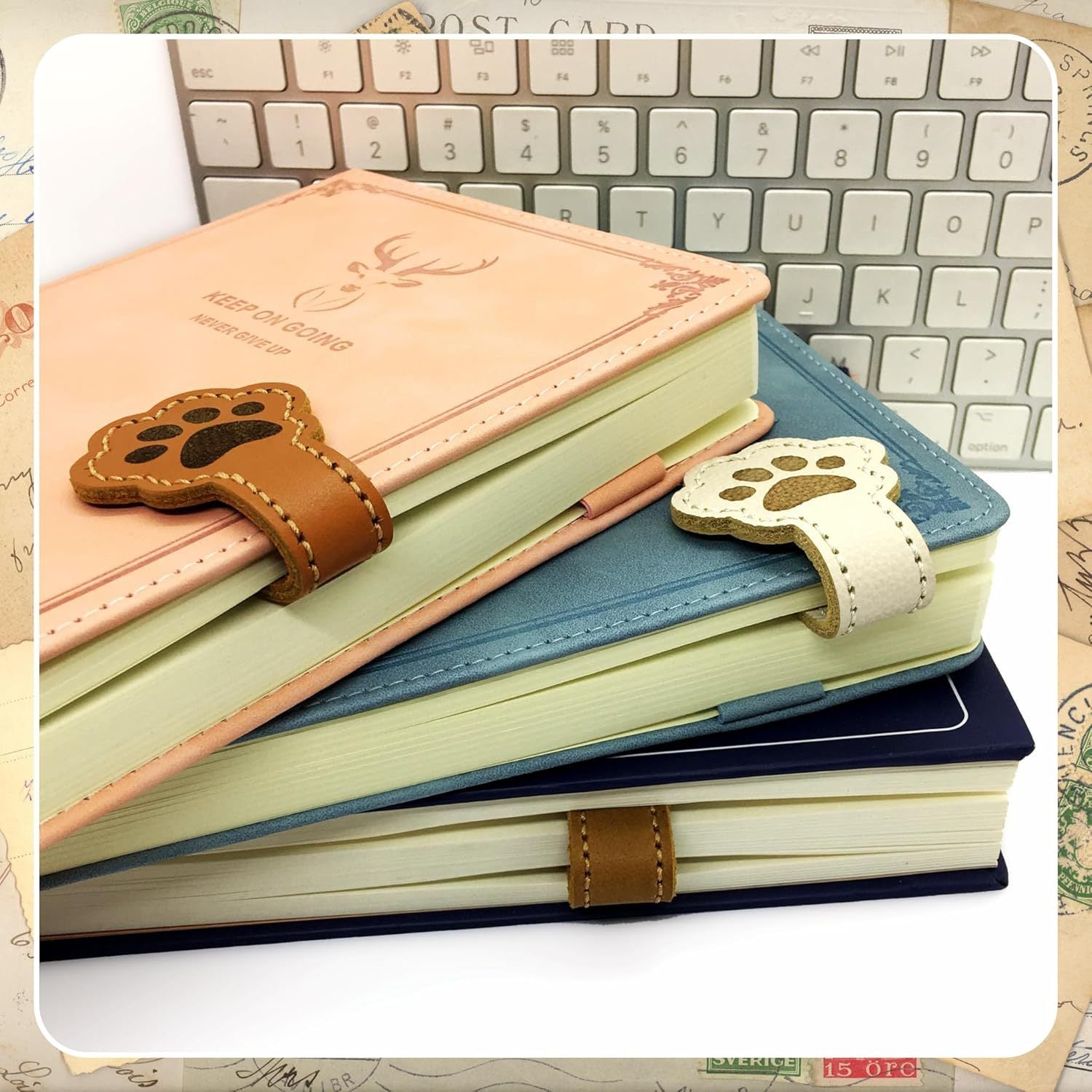 3 Pack Leather Magnetic Bookmark Clips Cat and Dog Paw Design