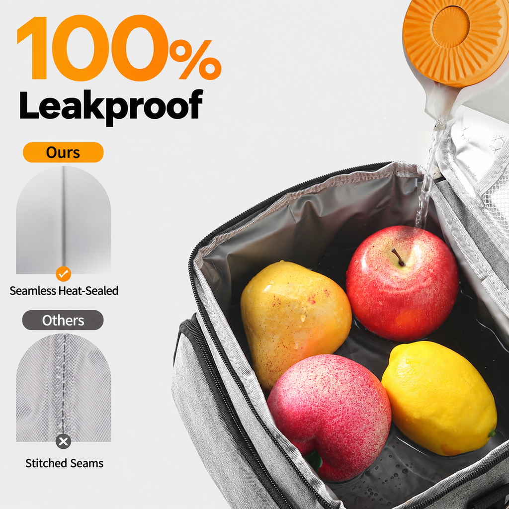Insulated Lunch Cooler Bag with PEVA Lining & Shoulder Strap