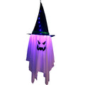 2-Pack Light Up Hanging Ghost Decorations with Witch Hats for Porch & Yard