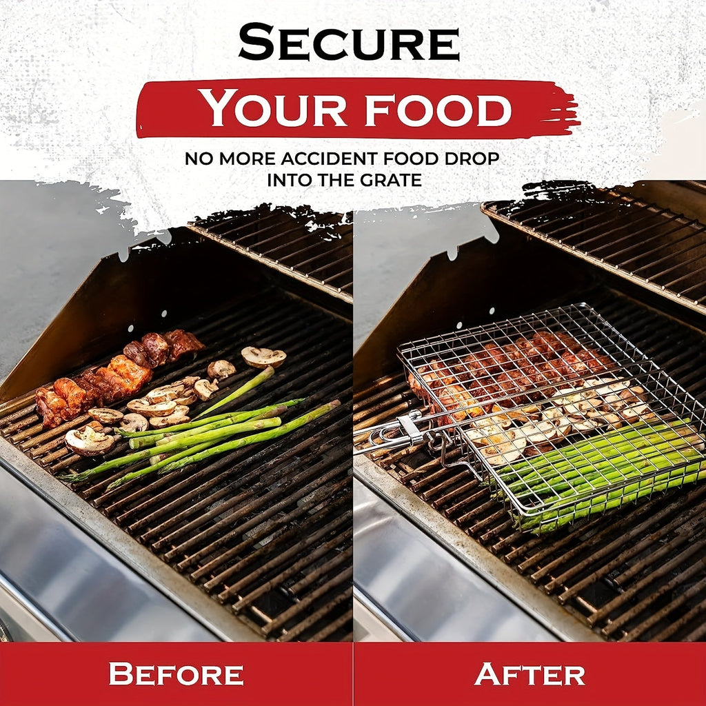 Stainless Steel BBQ Grill Basket with Locking Handle