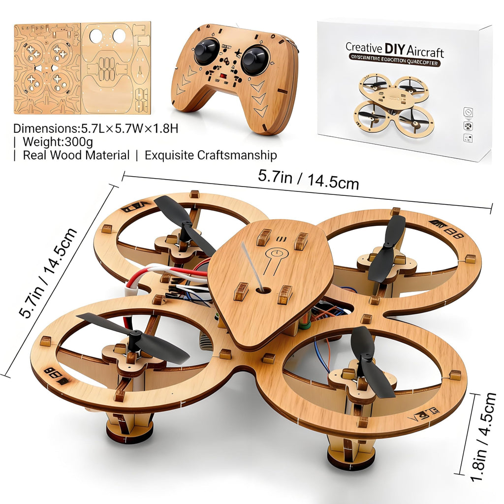 DIY Wooden RC Drone Kit – STEM Building Toy for Teens & Adults