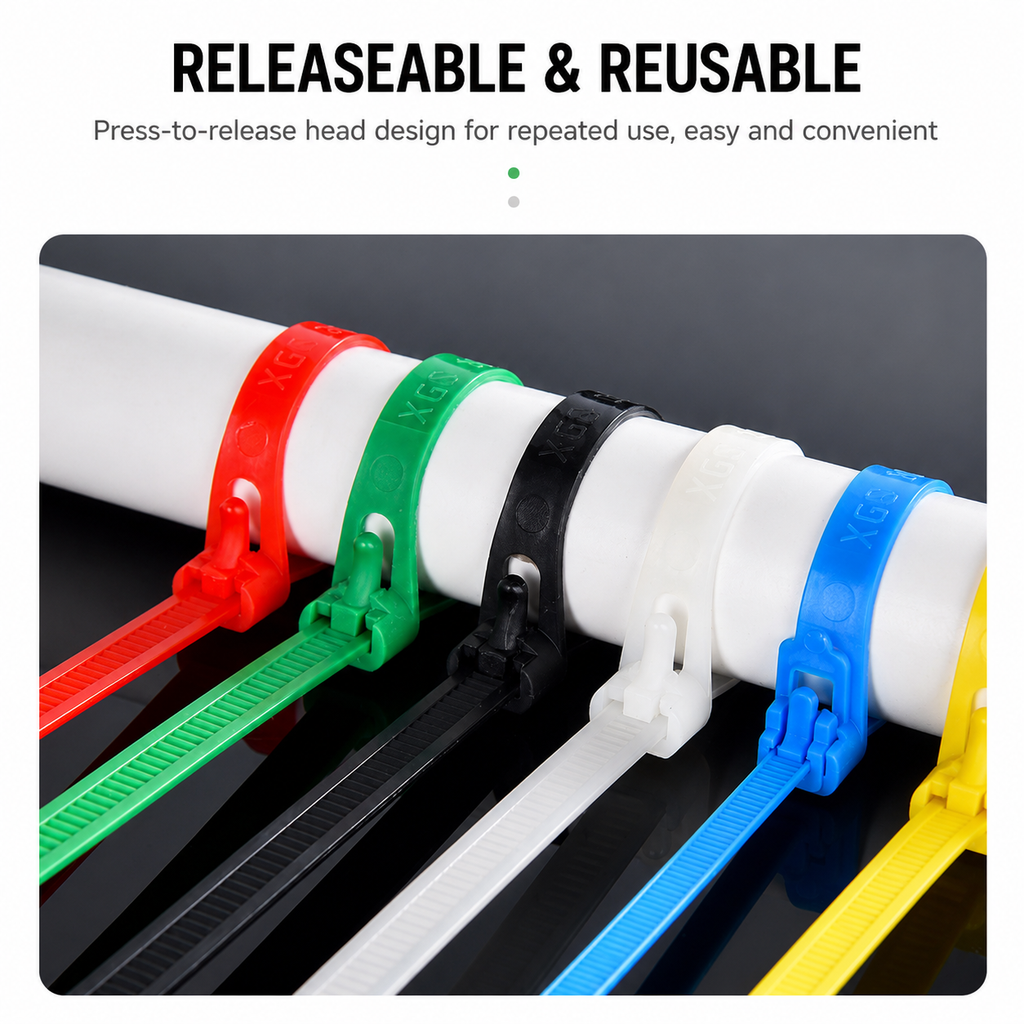 Reusable Nylon Cable Ties 200 Pack Self Locking Zip Ties