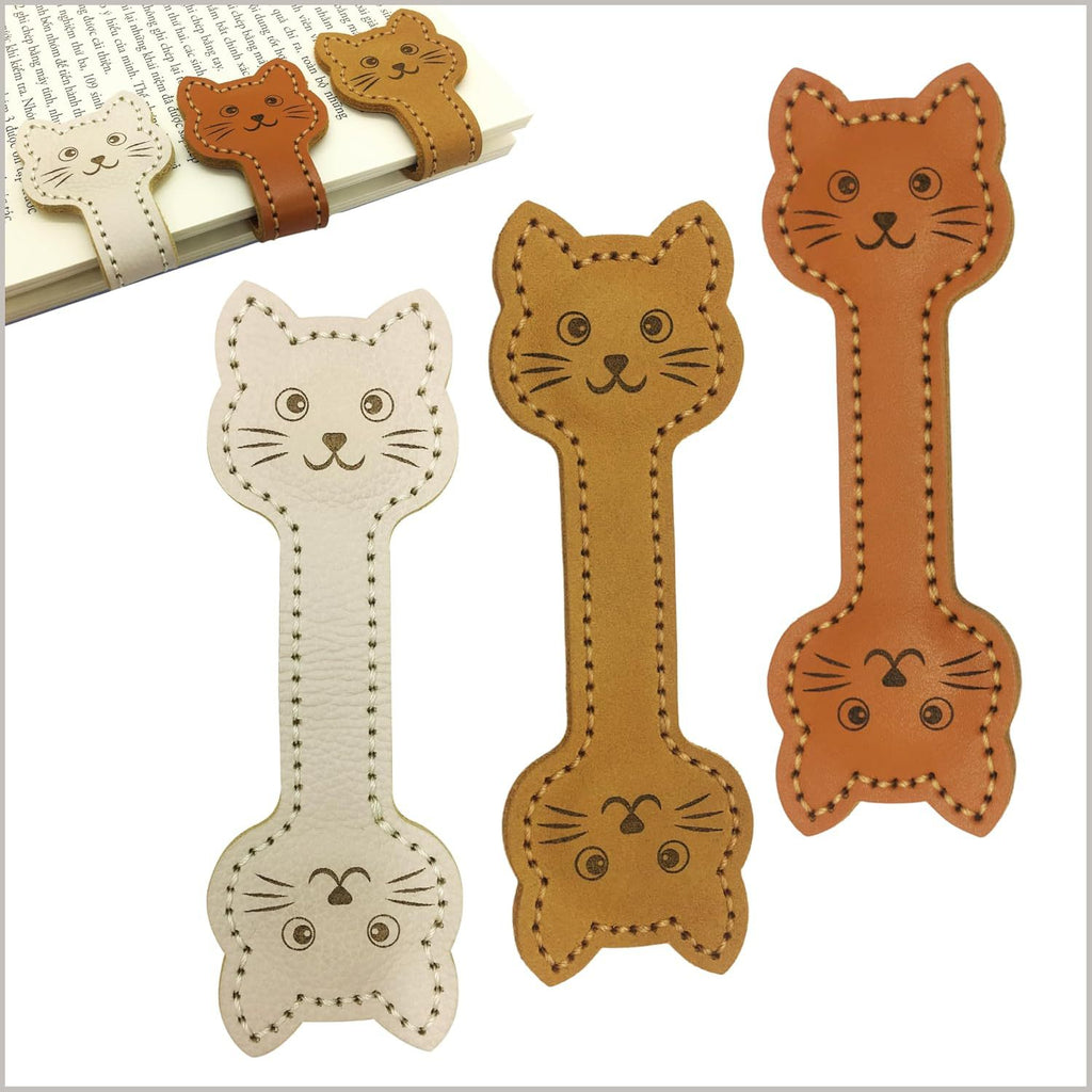 3 Pack Leather Magnetic Bookmark Clips Cat and Dog Paw Design
