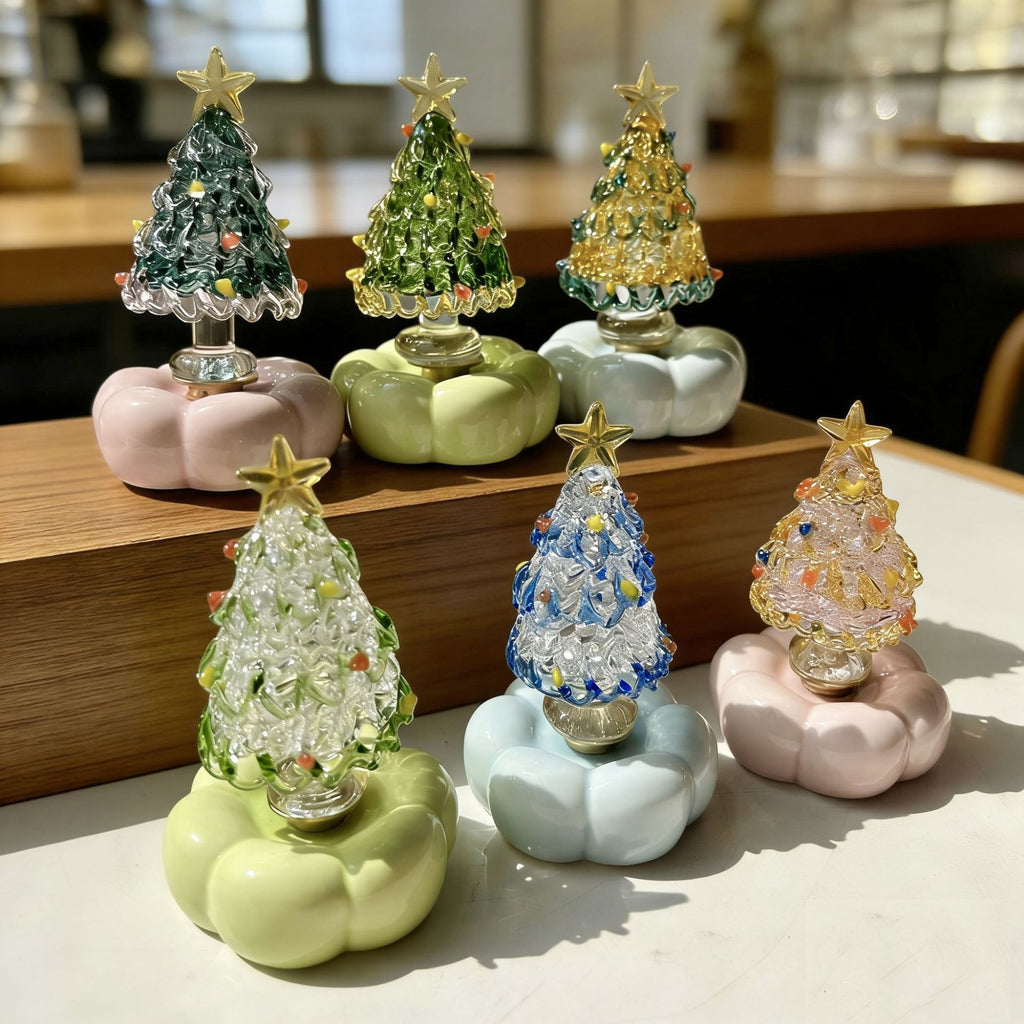 Handmade Jingdezhen Glazed Christmas Tree Decoration with Rotating Design