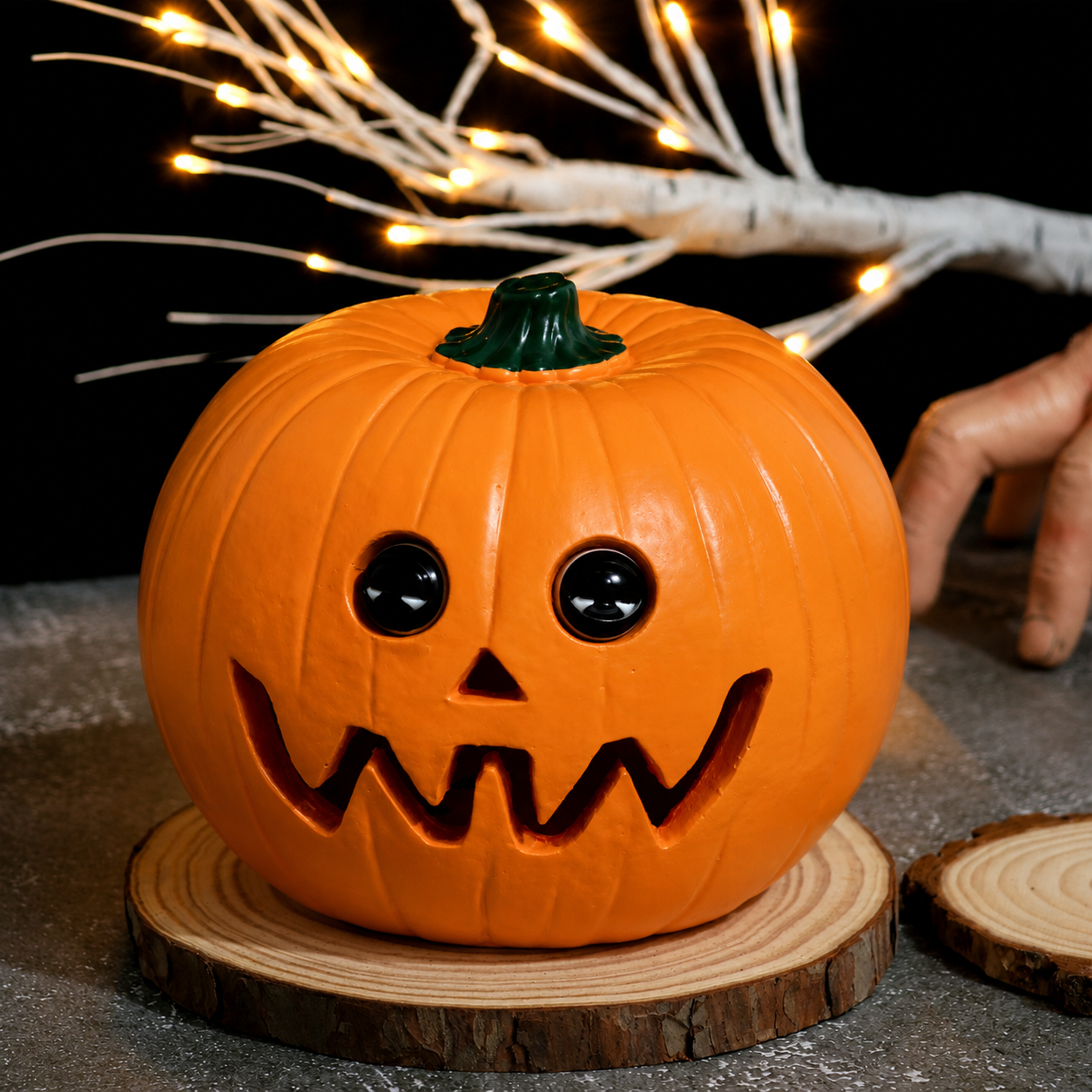 Halloween Resin Pumpkin Decoration with Movable Eyeballs for Indoor & Outdoor