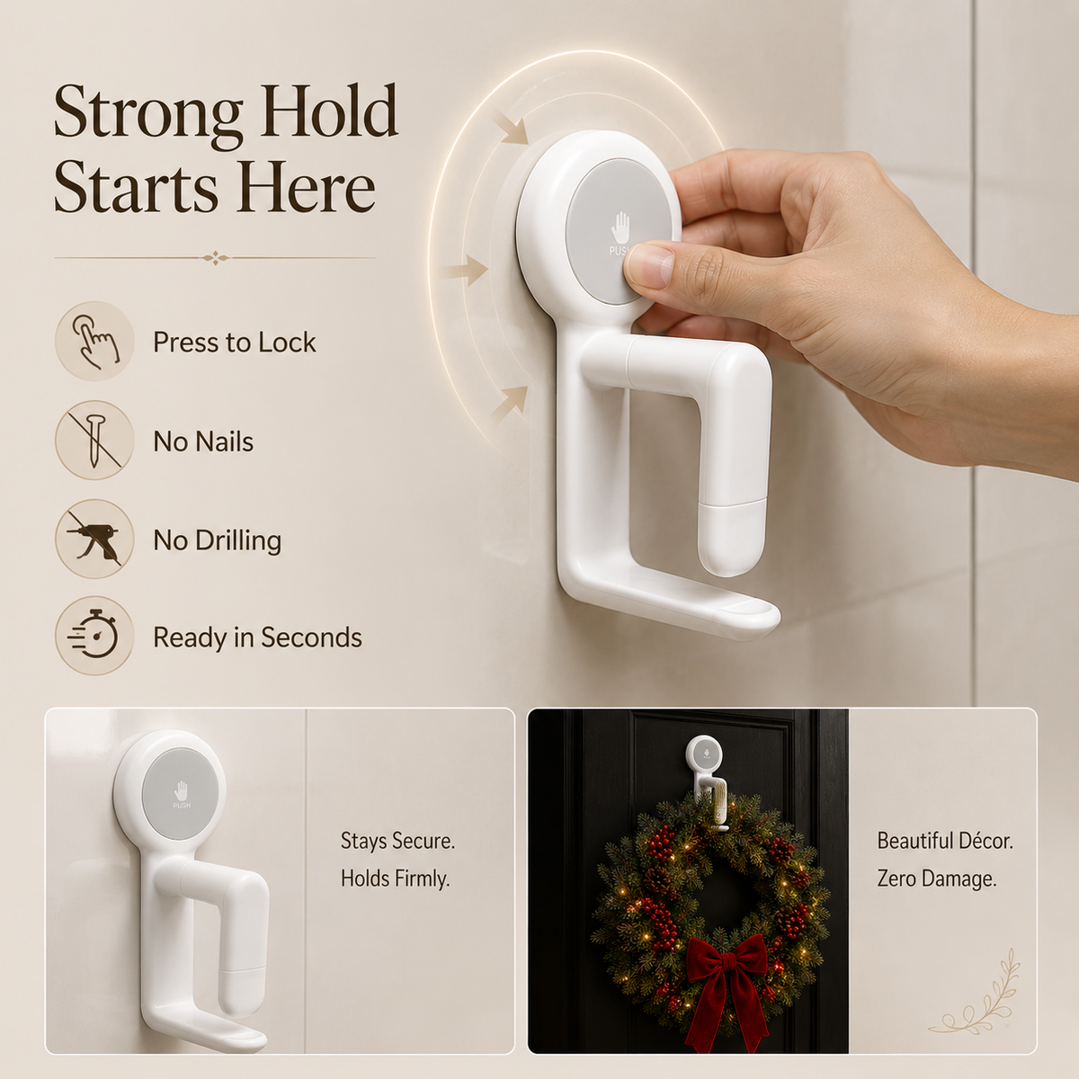 Christmas Spring-Lock Décor Hook