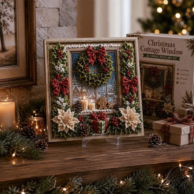 DIY 3D Christmas Fabric Poke Art Kit with Display Stand