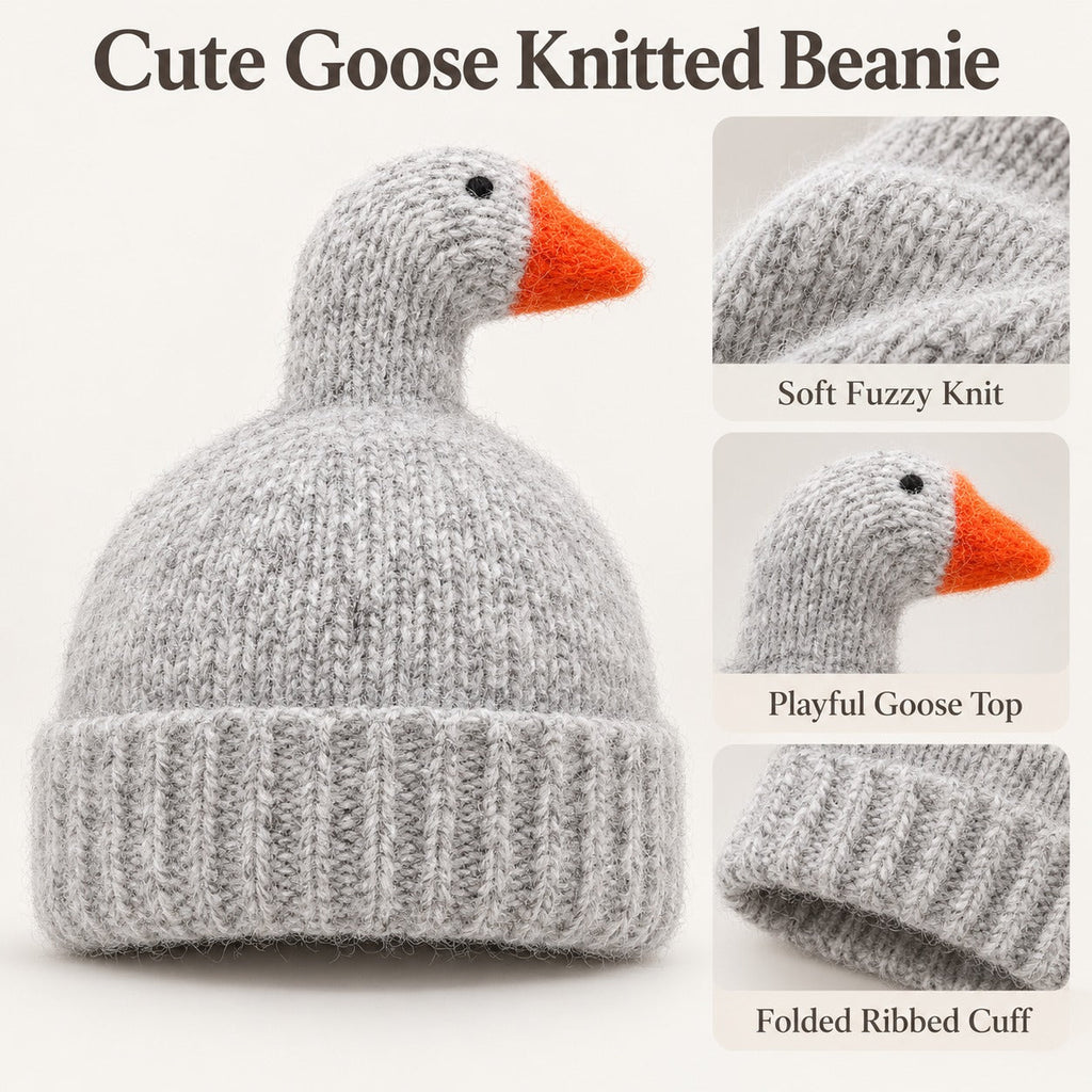 Funny Goose Head Knitted Beanie Hat for Fall and Winter