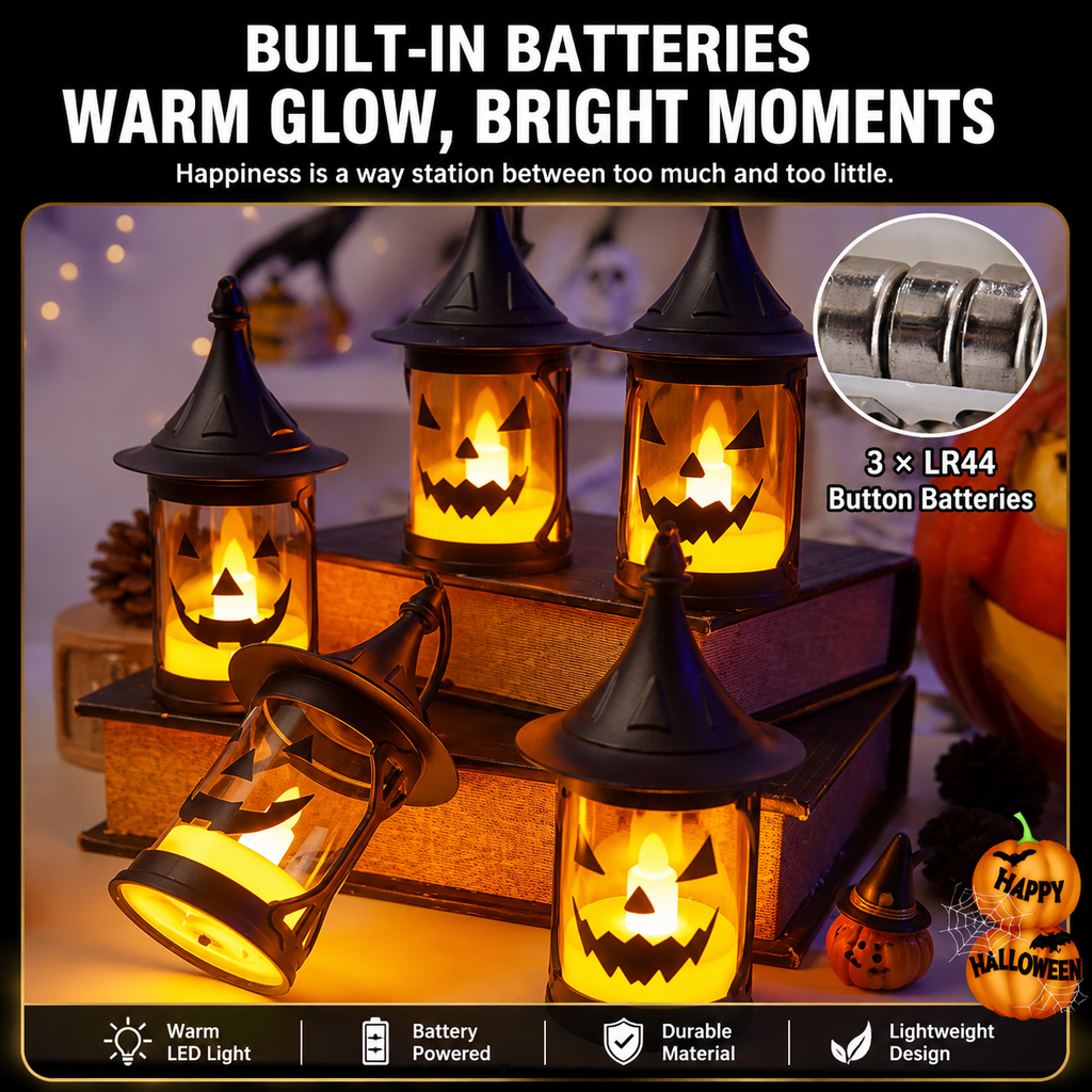 Halloween Pumpkin Light, Witch Hat Lantern LED Tabletop Decor