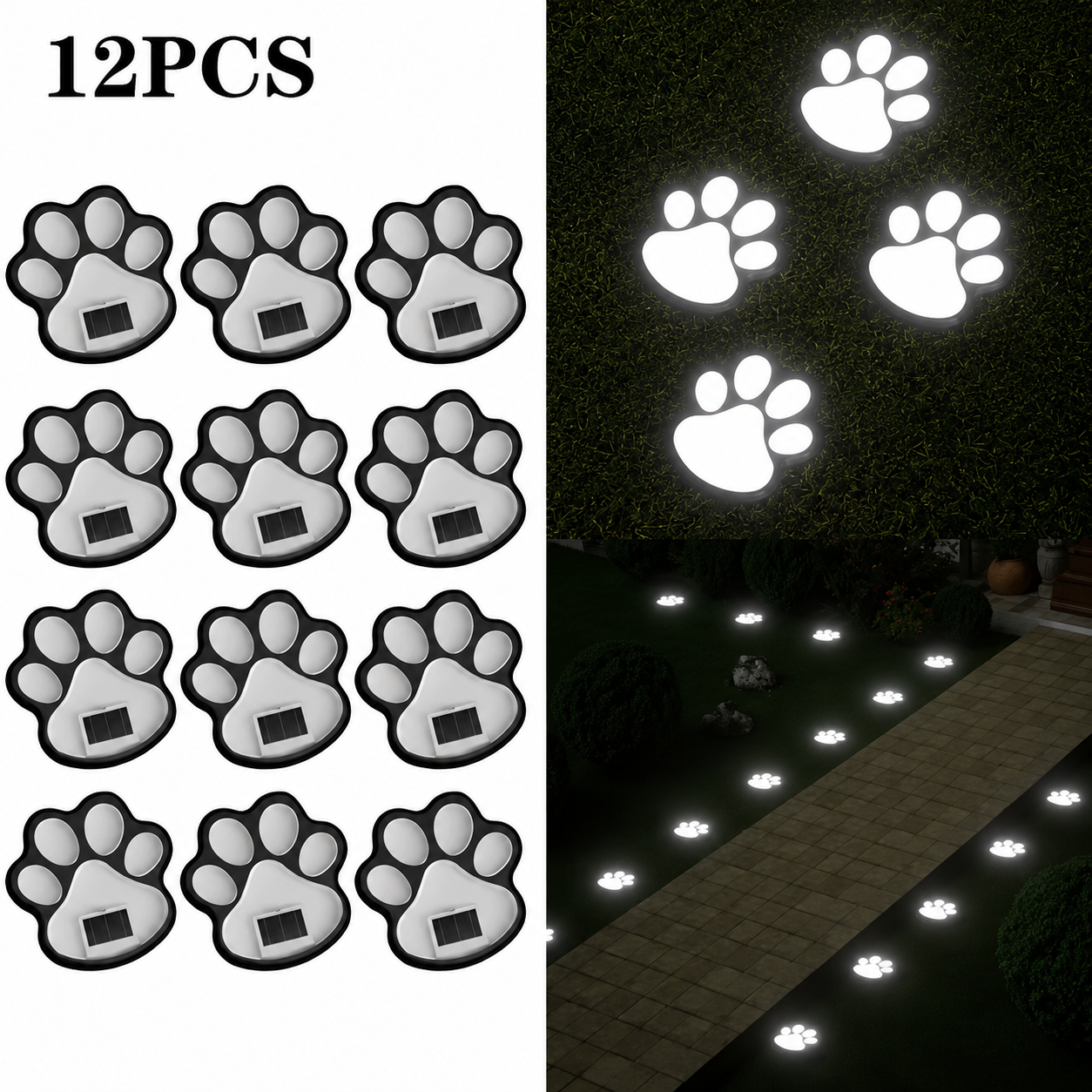 LED Solar Paw Print Light Waterproof for Garden Lawn Patio