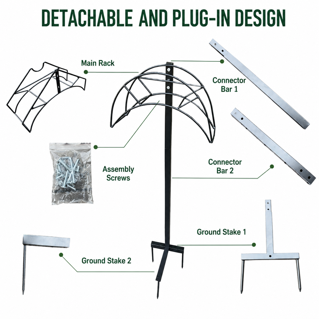 Freestanding Metal Garden Hose Holder, Outdoor Hose Storage Rack