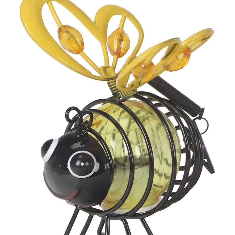 Solar Hanging Bee Light with Warm Amber Glow for Garden Decor