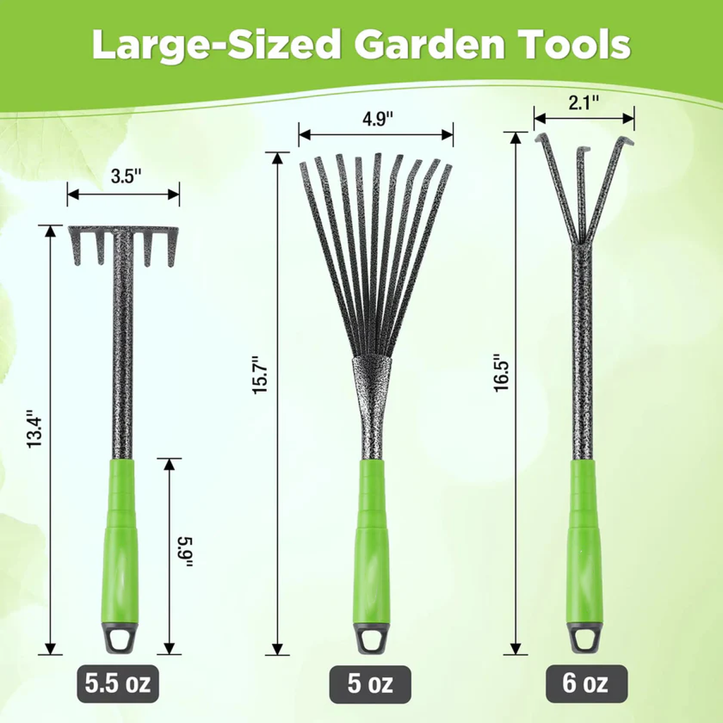 6-Piece Garden Tool Set with Green Handles for Home Gardening
