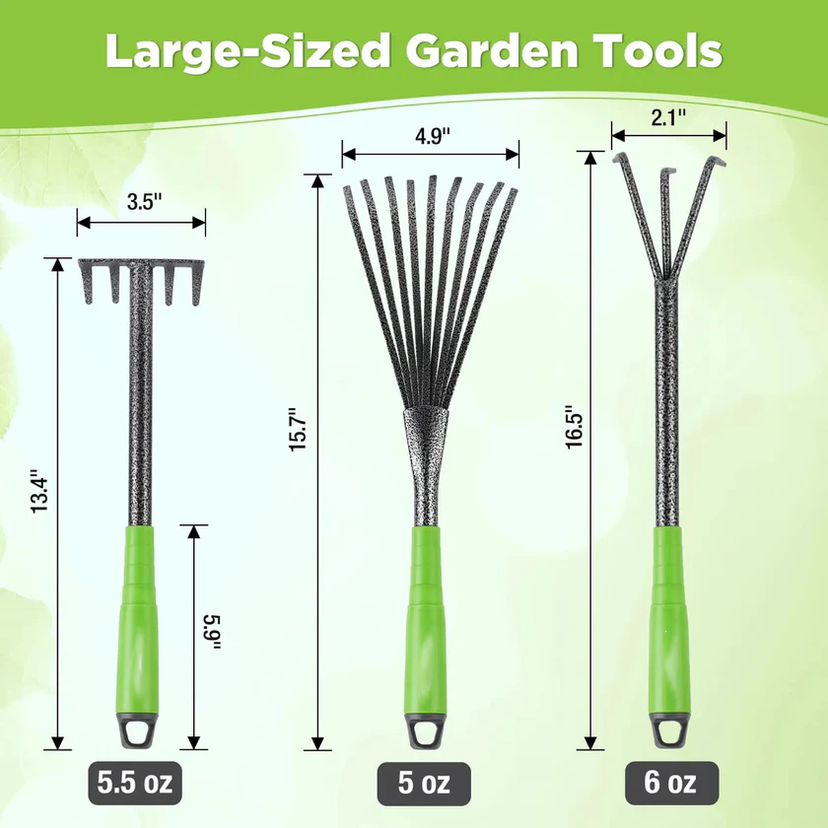 6-Piece Garden Tool Set with Green Handles for Home Gardening