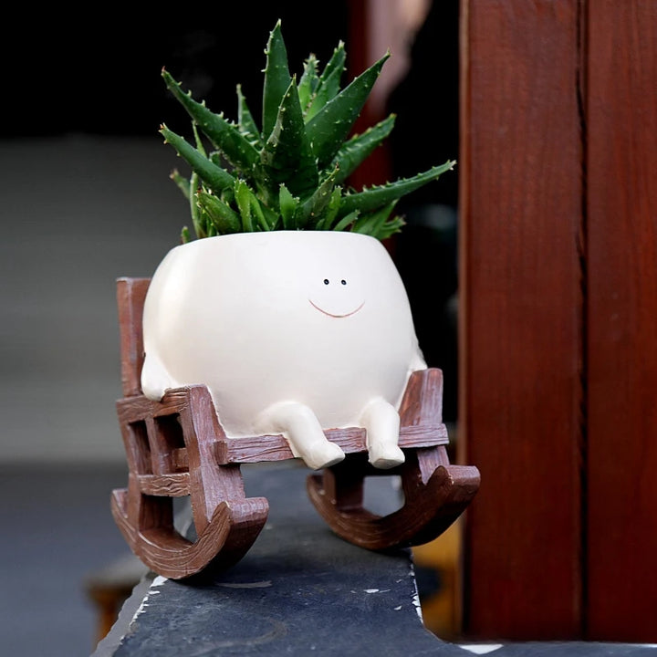 Smiley Face Hanging Planter Pot Rocking Chair Planter
