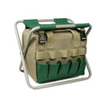 Foldable Garden Stool with Tool Bag and Storage Pockets