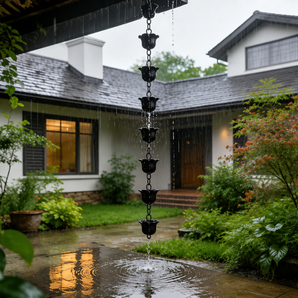 Lotus Cup Rain Chain for Gutters, Decorative Metal Downspout Replacement