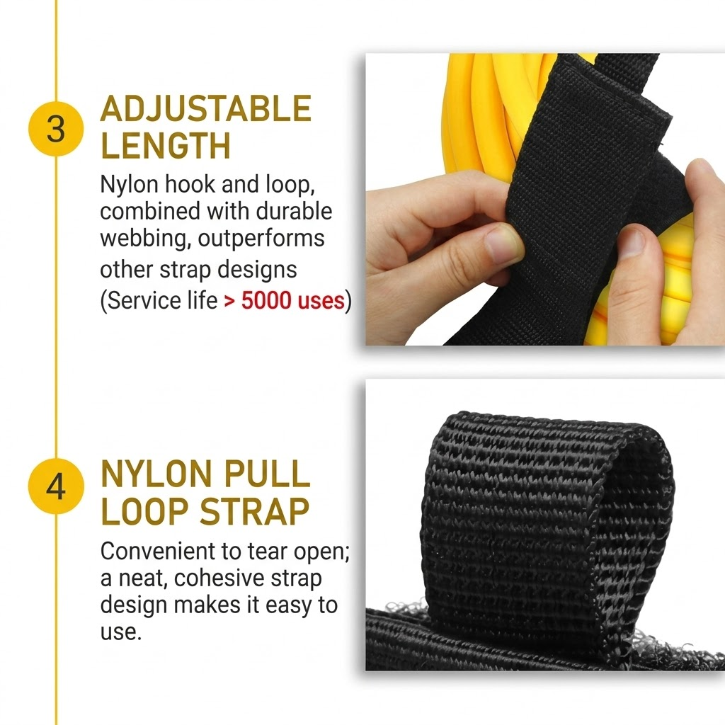 3 Pack Nylon Storage Straps with Handle, Garden Hose & Cord Organizer