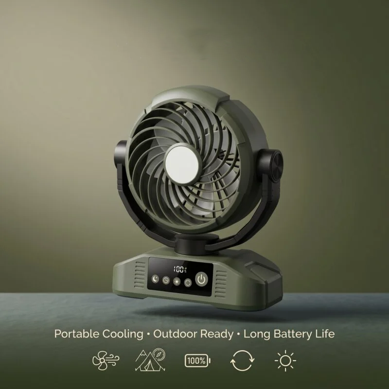 Portable Cooling Fan with LED Light, Remote Control & 5 Speeds