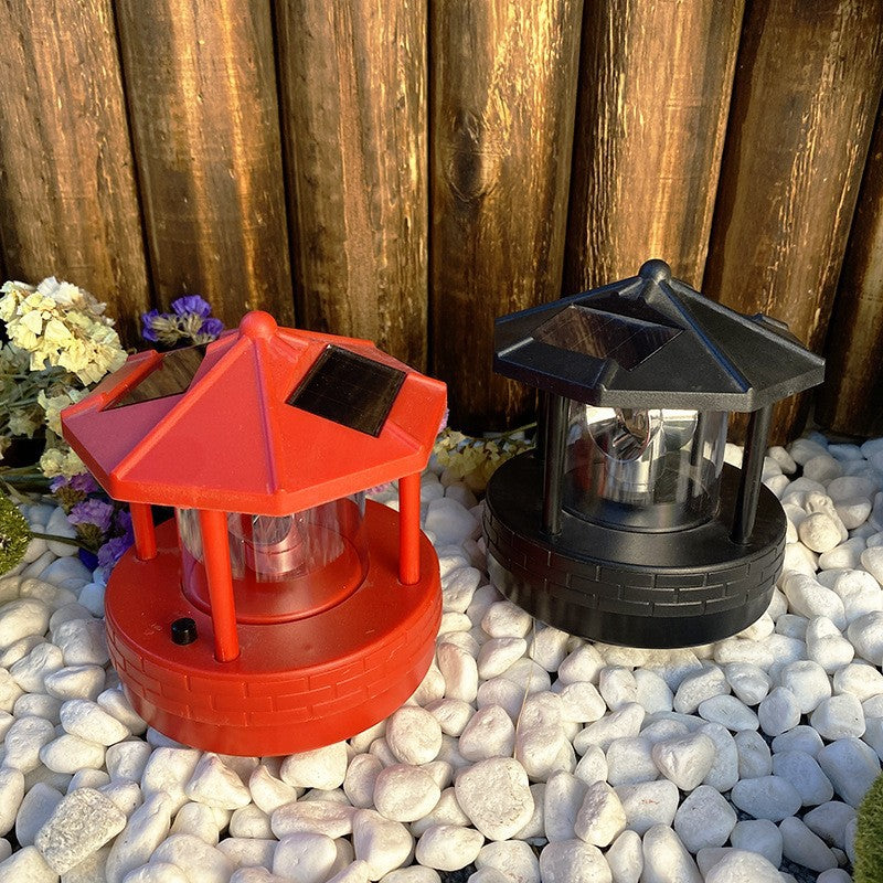 Solar Powered Rotating Lighthouse LED Garden Light Waterproof Outdoor Decor