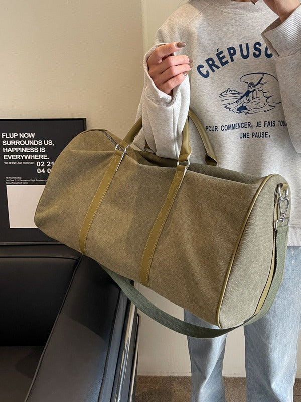 Canvas Travel Duffle Bag with Dry Wet Separation and Adjustable Shoulder Strap