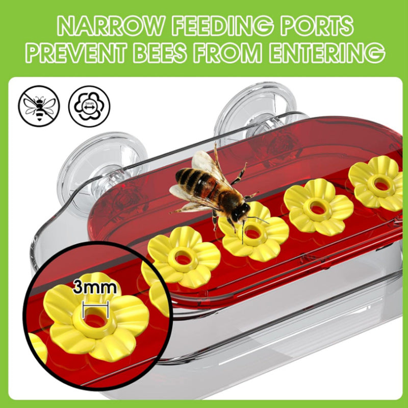 Window Nectar Hummingbird Feeder, Red/Clear Suction Cup Bird Feeder