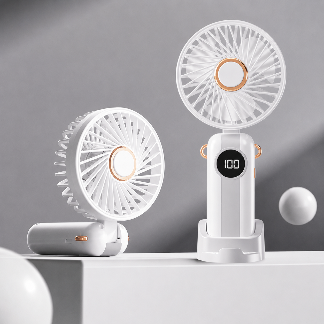 1200mAh Mini USB Rechargeable Fan with 5 Speeds & LED Display