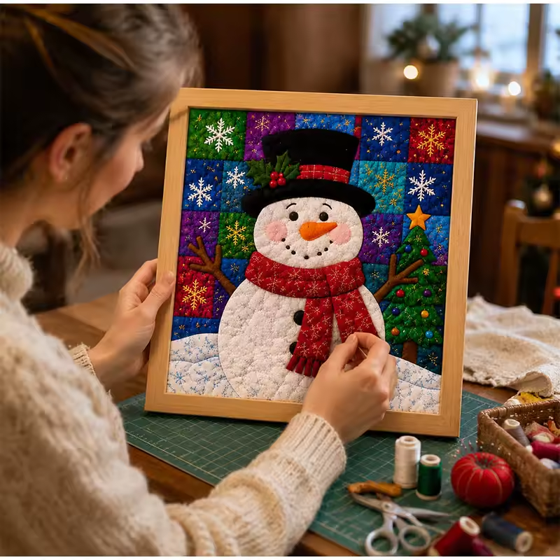 DIY Christmas Fabric Poke Art Kit – No-Sew Craft with Frame