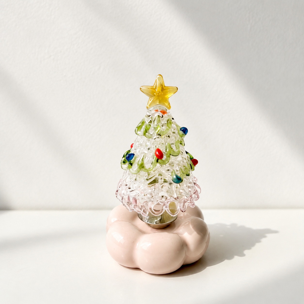Handmade Jingdezhen Glazed Christmas Tree Decoration with Rotating Design