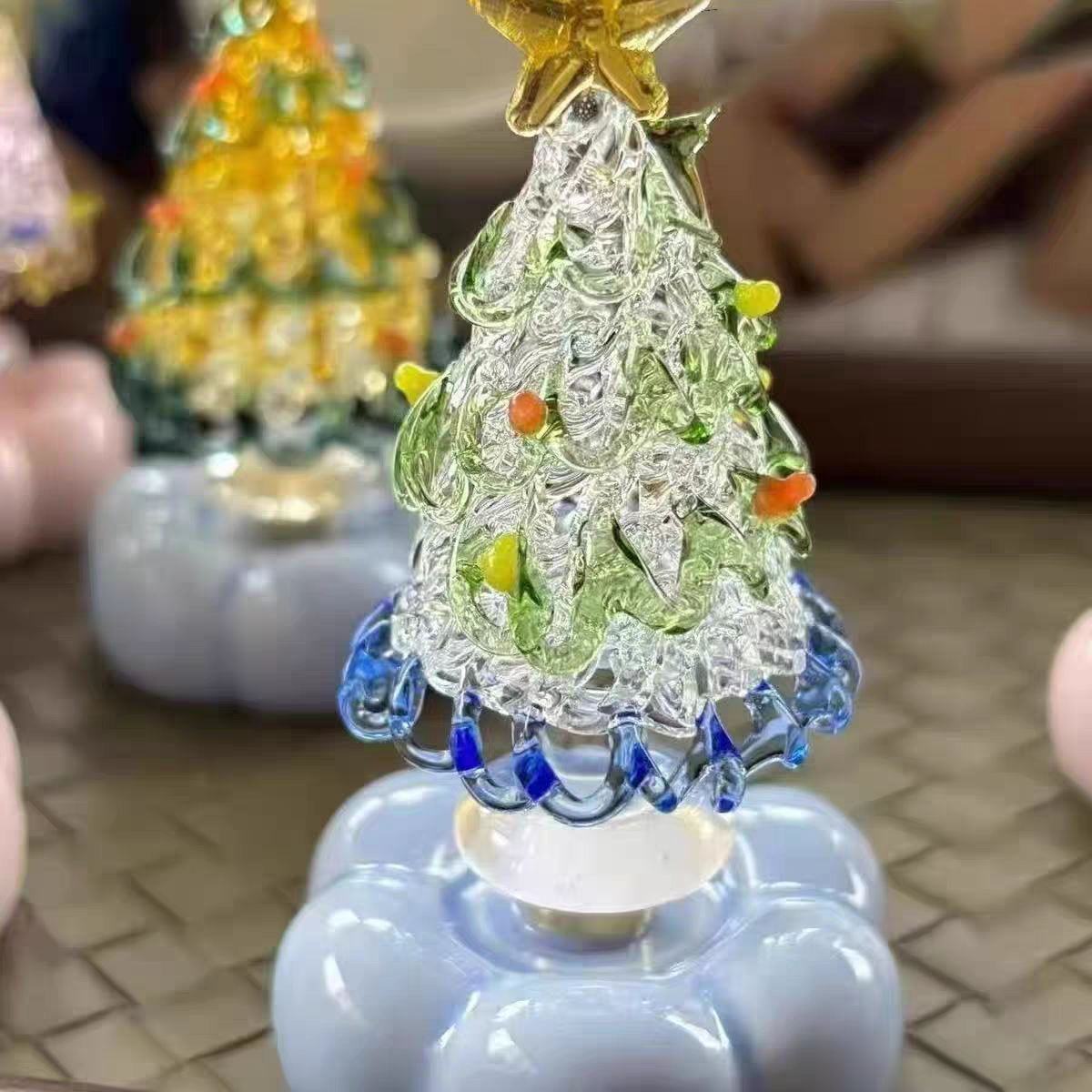 Handmade Jingdezhen Glazed Christmas Tree Decoration with Rotating Design