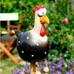 Hand Painted Resin Garden Hen Decor with Dangling Legs, Outdoor Chicken Statue