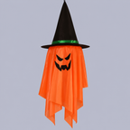 2-Pack Light Up Hanging Ghost Decorations with Witch Hats for Porch & Yard