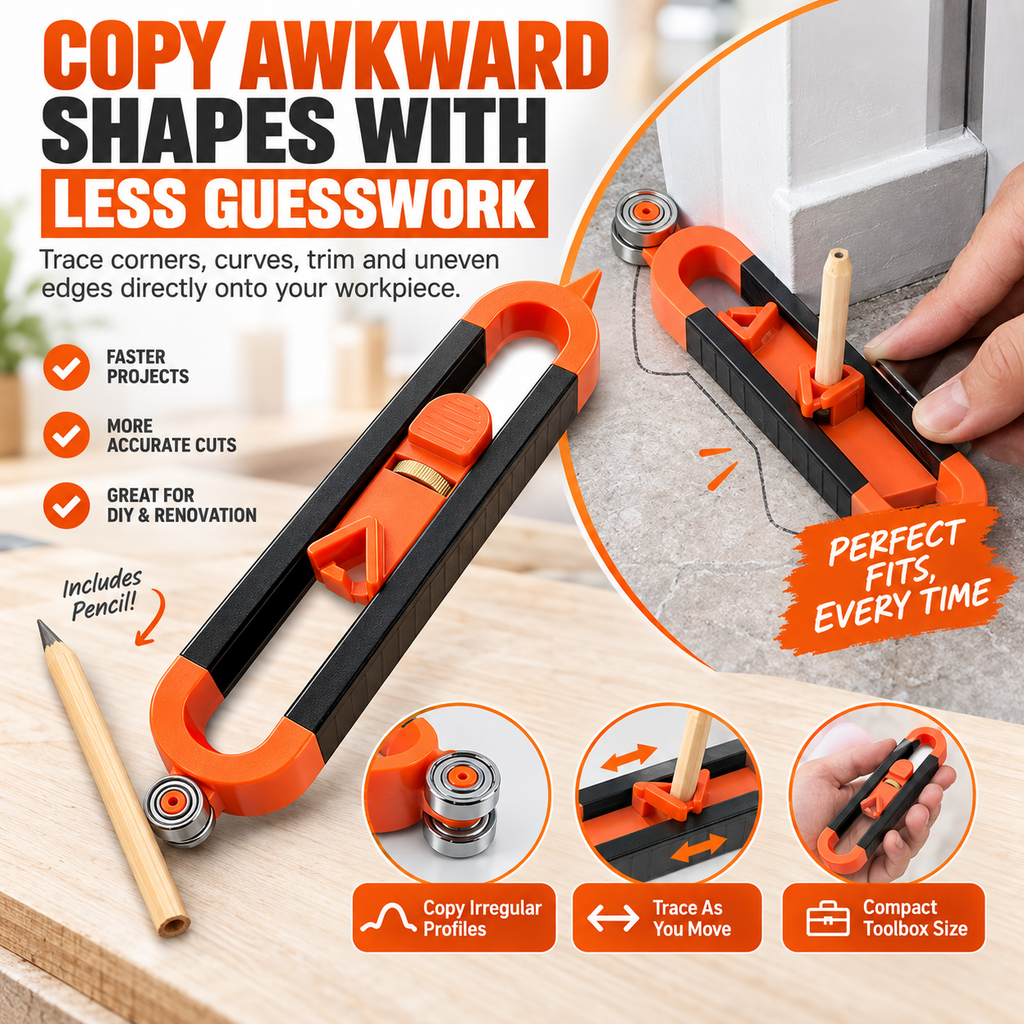 Contour Gauge Scribe Tool with Adjustable Pencil Holder