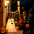 Halloween Ghost Candy Holder with LED Lights & Remote Control for Porch Decor