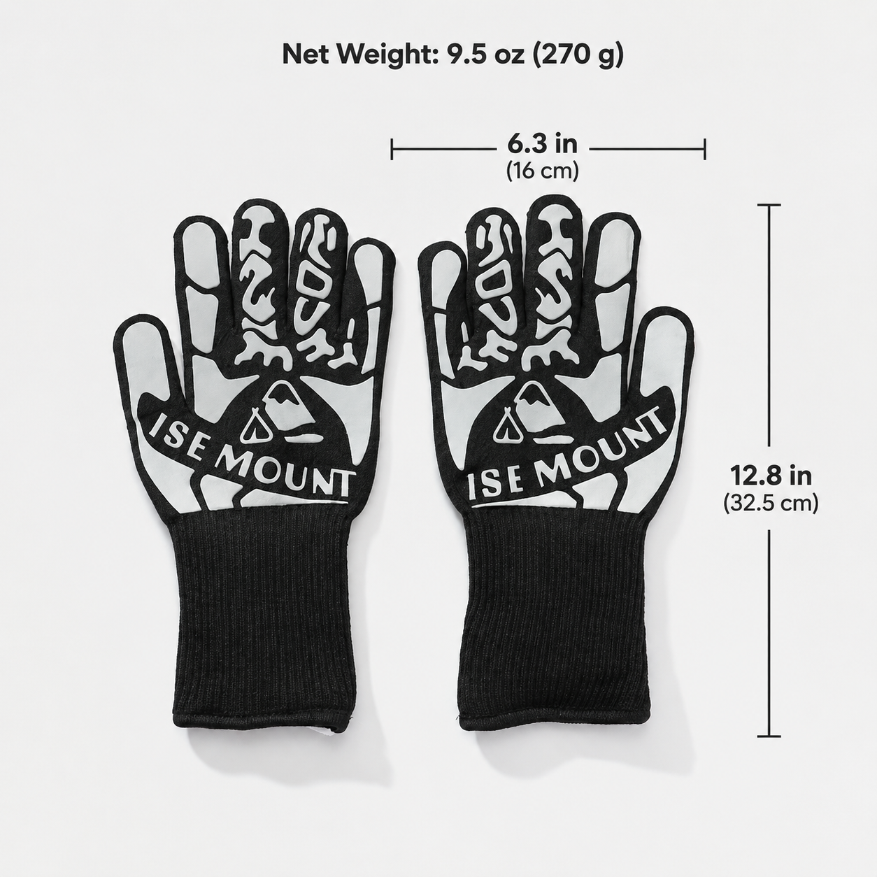 Heat Resistant BBQ Gloves with Long Cuff, Non-Slip Grilling Gloves