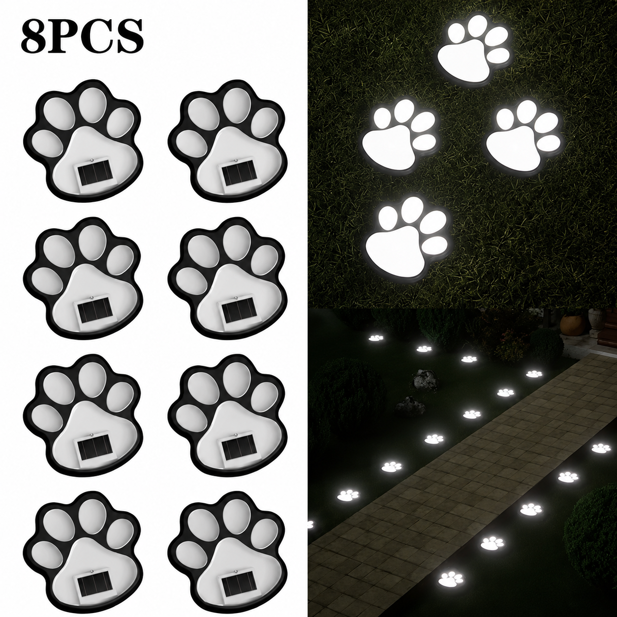 LED Solar Paw Print Light Waterproof for Garden Lawn Patio