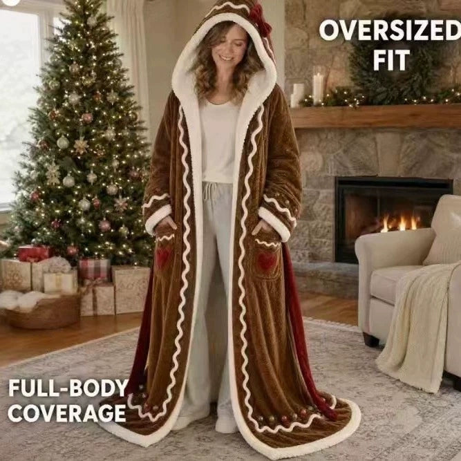 Heated Hooded Bathrobe with Remote Control & Sherpa Lining