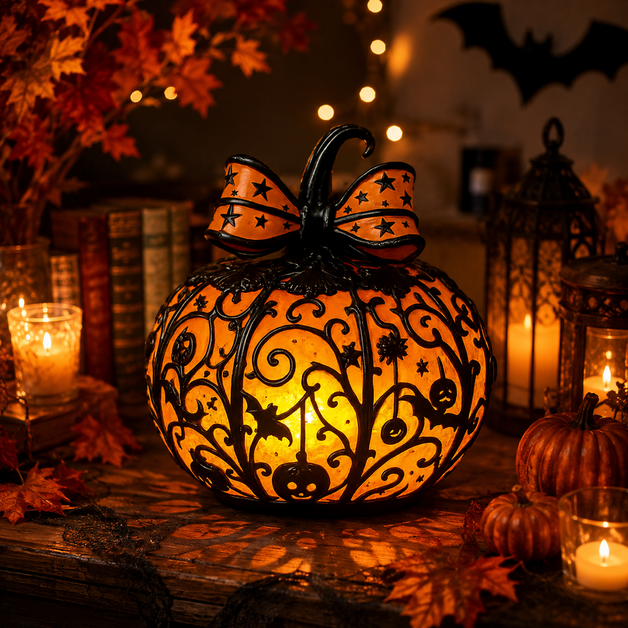 Halloween Pumpkin Light USB Powered Jack O Lantern Lamp for Table Decor