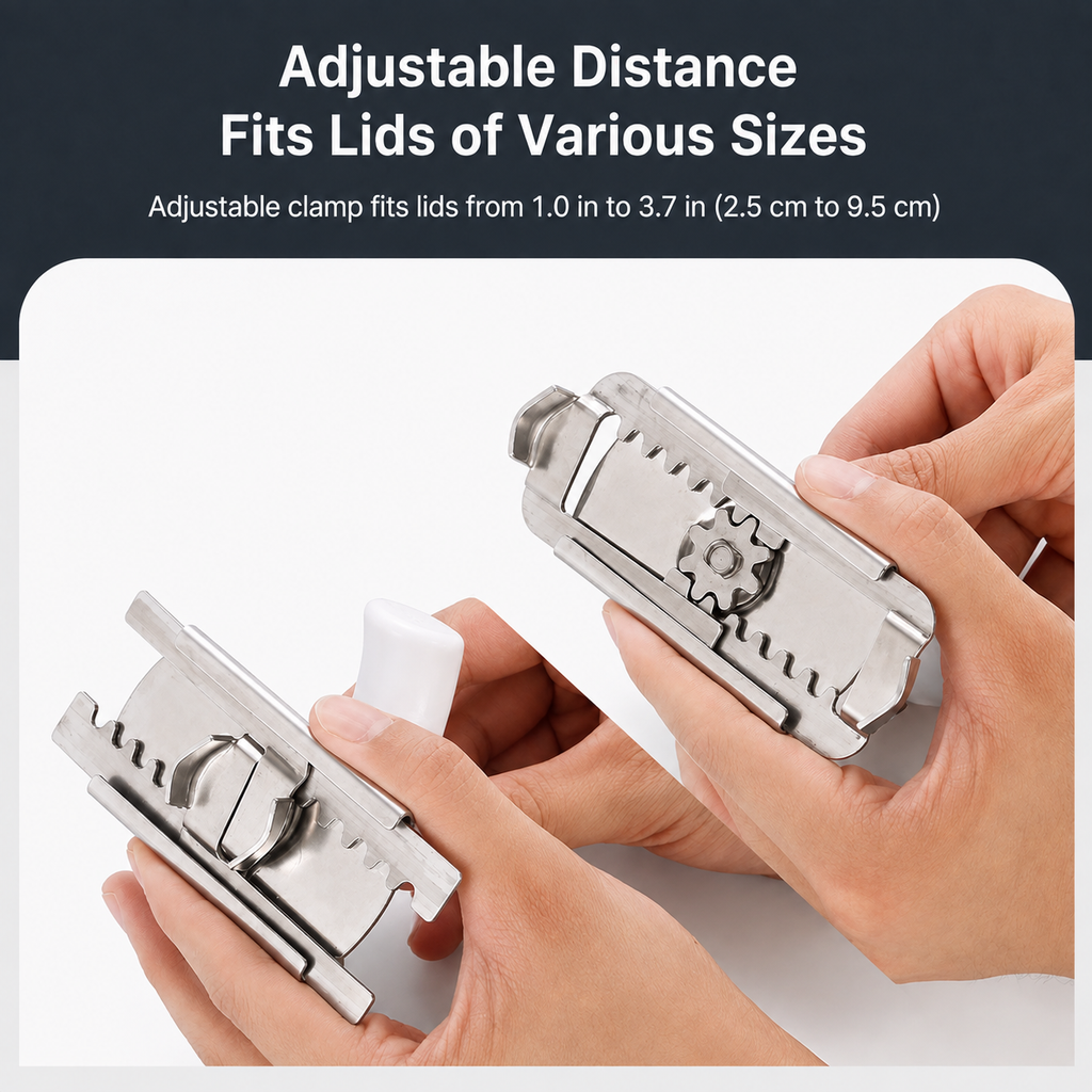 Adjustable Jar Opener with Stainless Steel Grip for Multiple Lid Sizes