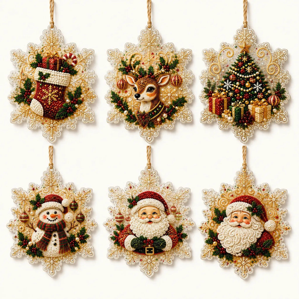 6-Piece Christmas Diamond Painting Ornament Kit