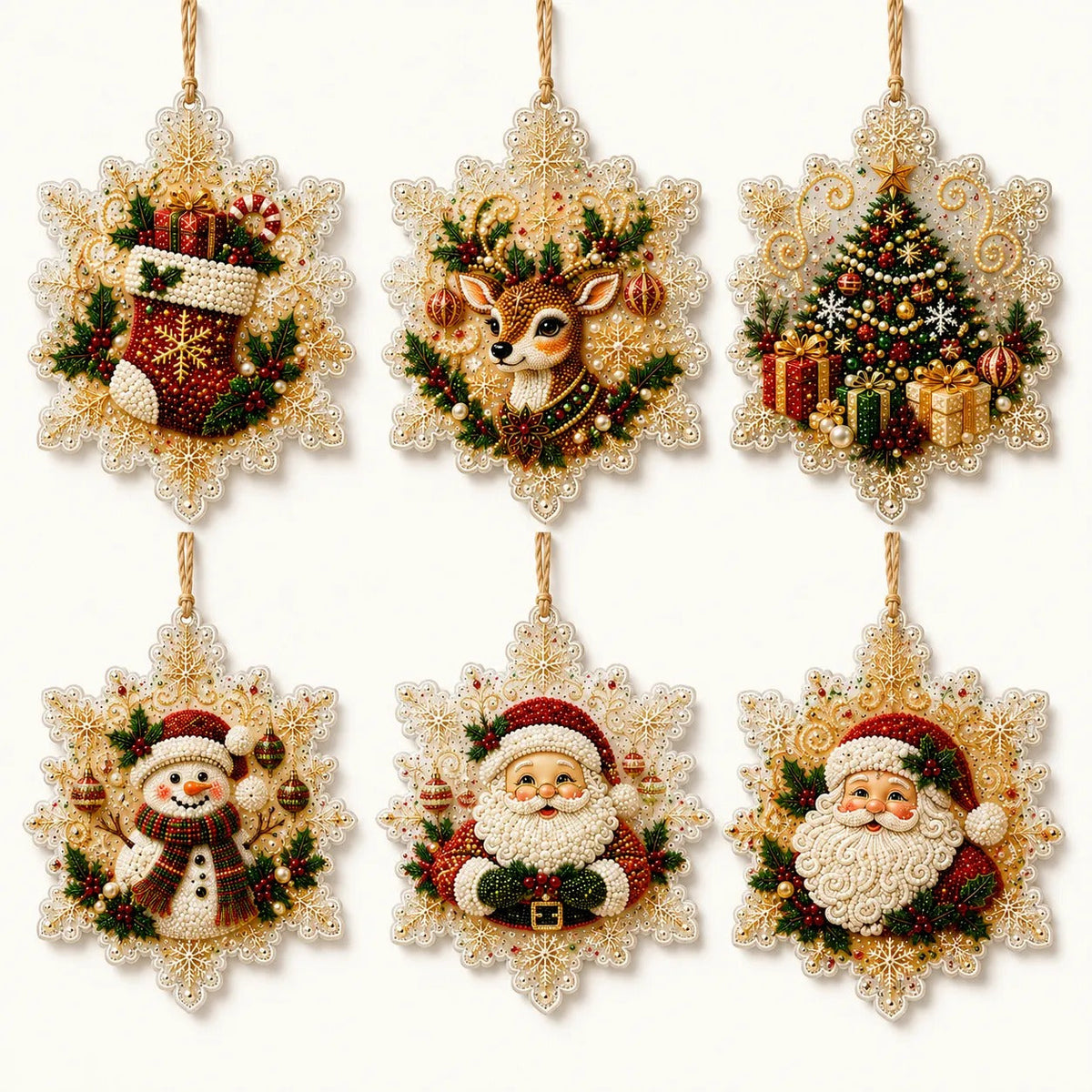 6-Piece Christmas Diamond Painting Ornament Kit