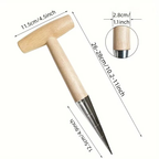 Stainless Steel Hand Dibber with Wood Handle for Seeds & Bulbs