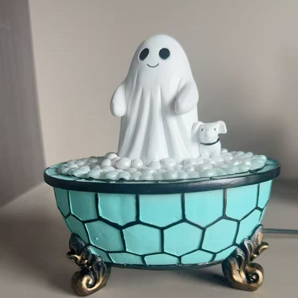 Halloween Ghost Night Light, Resin USB Powered Tabletop Halloween Decor