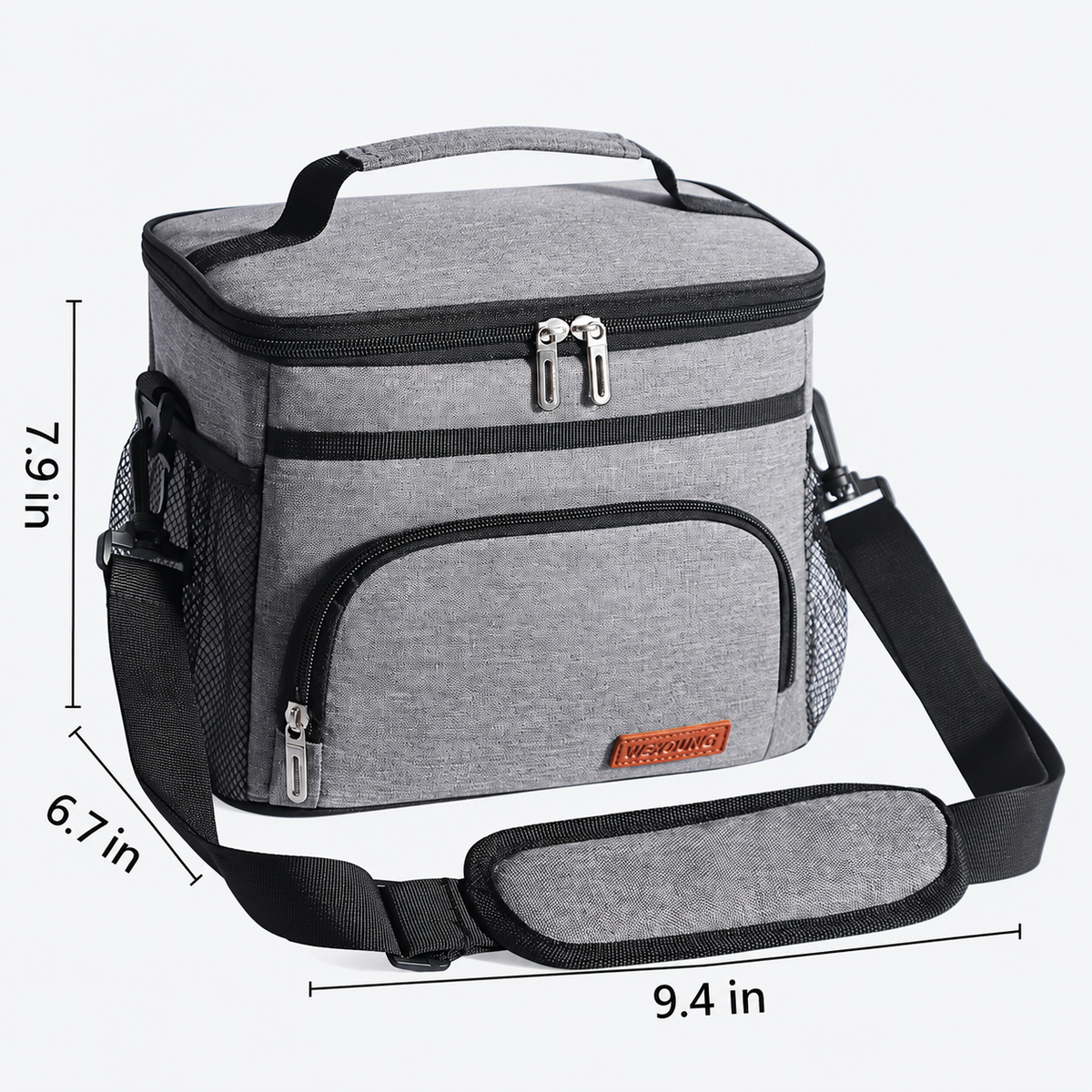 Insulated Lunch Cooler Bag with PEVA Lining & Shoulder Strap