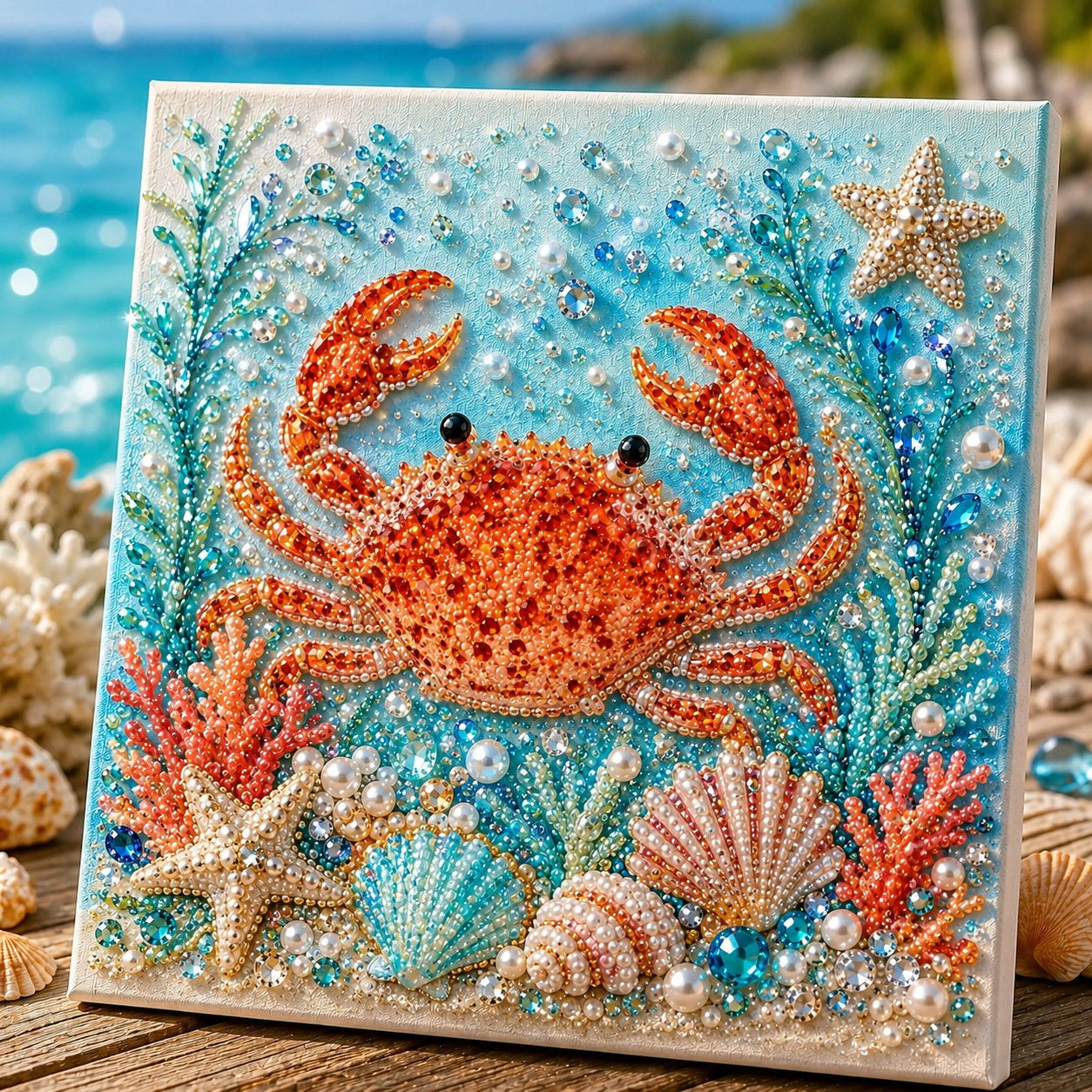 Ocean Octopus Pearl Diamond Painting DIY Art Kit, 3D Bead Craft