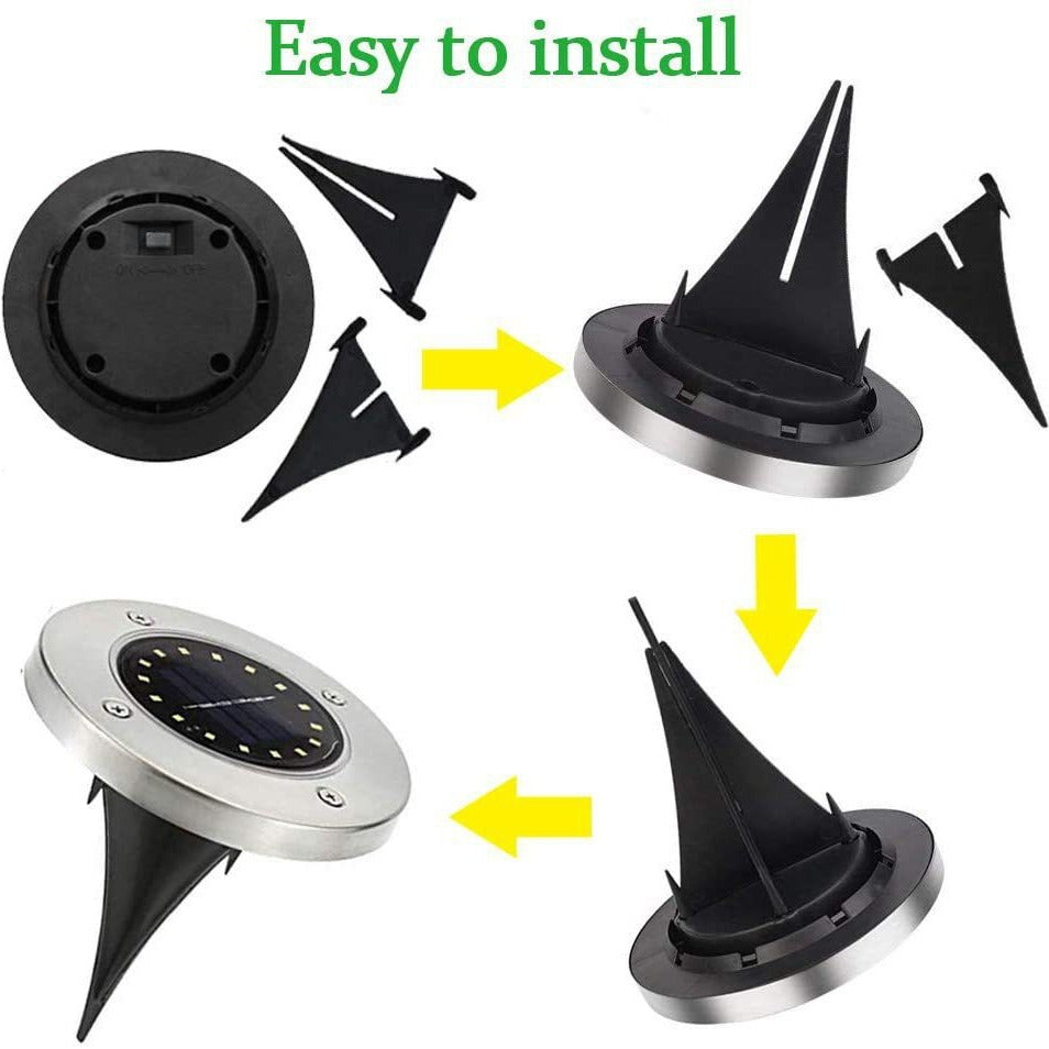 4 Pack Solar Ground Lights – 8 LED Waterproof Outdoor Solar Pathway & Garden Lights
